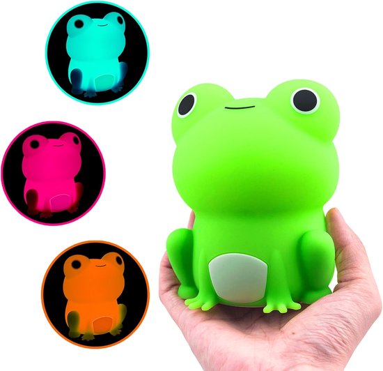 Nachtlampje - Kikker Kinderkamer Nachtlampje - Oplaadbare Dimbare Touch Bedlamp (Silicone) - Draagbaar Kindercadeau - Geschikt voor Jongens - Meisjes en Baby's - Zachte Dieren Siliconen Lamp - Draagbare Dimbare Touchbediening van Merkloos