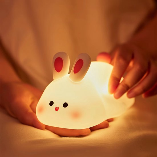 Nachtlampje Kind - LED Siliconen Nachtlamp - Draadloos & Oplaadbaar - Konijn