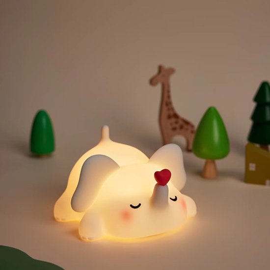 Nachtlampje Kind - LED Siliconen Nachtlamp - Draadloos & Oplaadbaar - Olifant