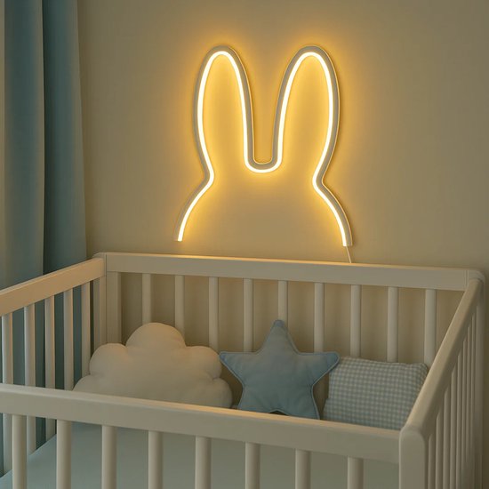 Nachtlampje - Kinder Lampje - Konijn Lampje - Baby Kamer Inrichting - Nijn - Wandlamp Kinder Kamer - Dimbare Slaapkamer Lamp LED - Warm Wit - Konijnenoren Lamp van Merkloos