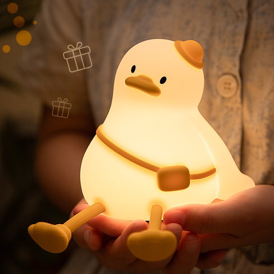 Nachtlampje kinderen – dimbaar nachtlampje, LED nachtlampje in de vorm van een schattig eendje, zacht siliconen, 3 standen, oplaadbaar, ideaal – voor peuters en borstvoeding, cadeau