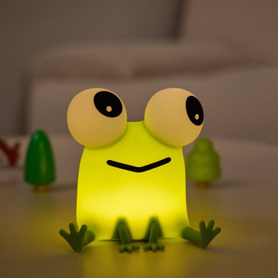 Nachtlampje kinderen – dimbaar nachtlampje，LED nachtlampje in de vorm van een grappige kikker met grote ogen，3 standen，timer en oplaadbaar– voor kinderen, tieners en volwassenen