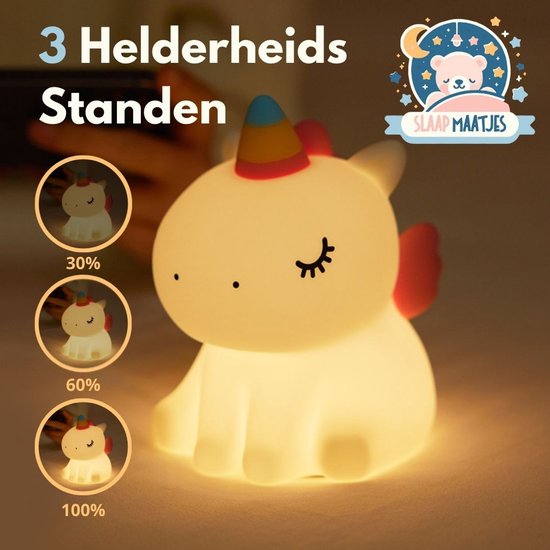 Nachtlampje kinderen Eenhoorn - Baby Nachtlampje - Met touch functie - Veilig voor kinderen - USB Oplaadbaar - Dimbaar - LED - Slaap Maatjes van Slaap Maatjes
