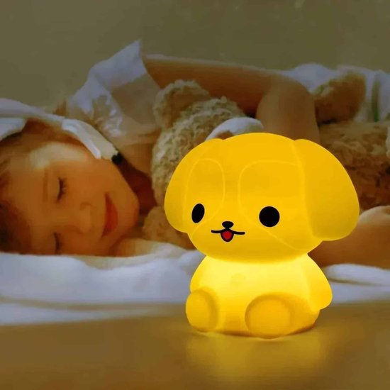 Nachtlampje Kinderen Hond - Nachtlampje baby - babykamer - kinderkamer accessoires - kinderkamer lamp - babyshower - oplaadbare nachtlamp - RGB - 9 kleuren - USB-C opladen - Afstandbediening