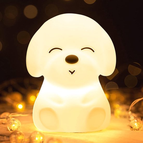 Nachtlampje Kinderen - LED Kleuren – Nachtlampje Babykamer – Tap functie – Hond Lampje – USB-Oplaadbaar – Dimmer – Draadloos - Kindvriendelijk van Little Lamp Lights