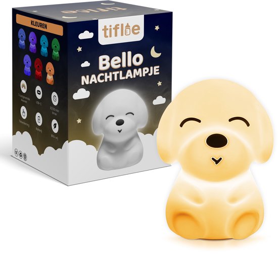 Nachtlampje Kinderen LED – Puppy Nachtlamp – Siliconen Baby Nachtlamp – Touchbediening – Kleurveranderend – Dimbaar – Draadloos – Nachtlicht Kind – Bedlampje Baby – Timer 30 & 60 Min – USB Oplaadbaar – Bello van Merkloos
