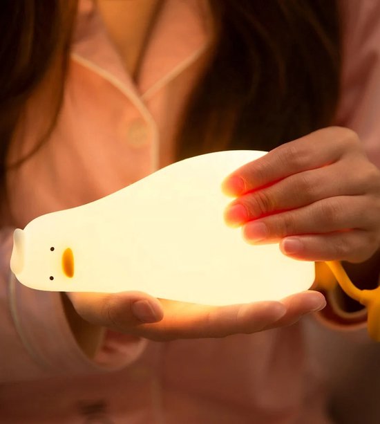 Nachtlampje Kinderen - Liggende Eend - Nachtlampje baby - babykamer - LED - Timer - USB-C opladen - kinderkamer accessoires - kinderkamer lamp - babyshower - oplaadbare nachtlamp