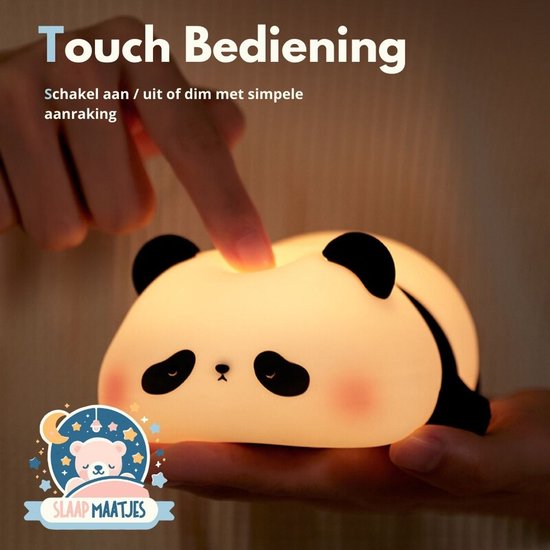 Nachtlampje kinderen Panda - Baby Nachtlampje - Met touch functie - Veilig voor kinderen - USB Oplaadbaar - Dimbaar - LED - Slaap Maatjes van Slaap Maatjes