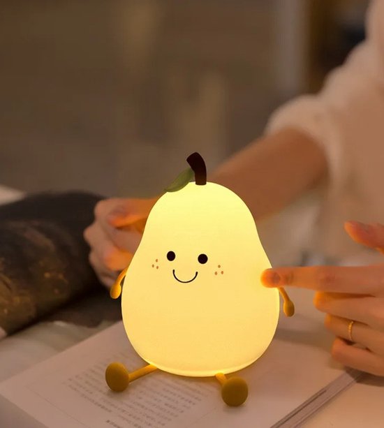 Nachtlampje Kinderen Peer - Nachtlampje baby - babykamer - LED - RGB - Timer - USB-C opladen - kinderkamer accessoires - kinderkamer lamp - babyshower - oplaadbare nachtlamp van Merkloos