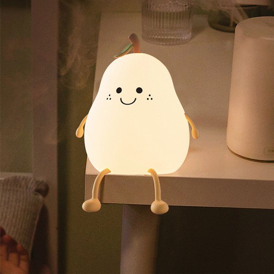 Nachtlampje Kinderen Peer - Nachtlampje baby - Zevenkleurenversie - LED - RGB - Timer - USB-C opladen - kinderkamer accessoires - kinderkamer lamp - babyshower - oplaadbare nachtlamp van Little Laves