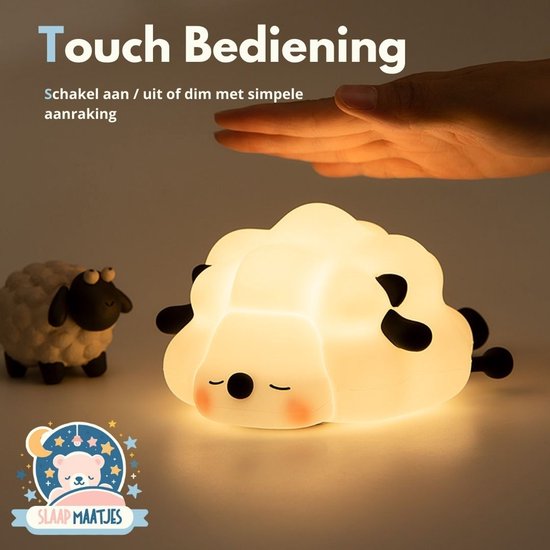 Nachtlampje kinderen Schaap - Baby Nachtlampje - Met touch functie - Veilig voor kinderen - USB Oplaadbaar - Dimbaar - LED - Slaap Maatjes van Slaap Maatjes
