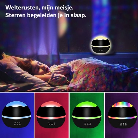Nachtlampje Kinderen - Sfeerlamp - LED - Sterren Projector - 2-7 Jaar - Meisjes - Roze van Merkloos