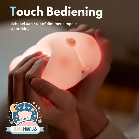 Nachtlampje kinderen Varken - Baby Nachtlampje - Met touch functie - Veilig voor kinderen - USB Oplaadbaar - Dimbaar - LED - Slaap Maatjes van Slaap Maatjes