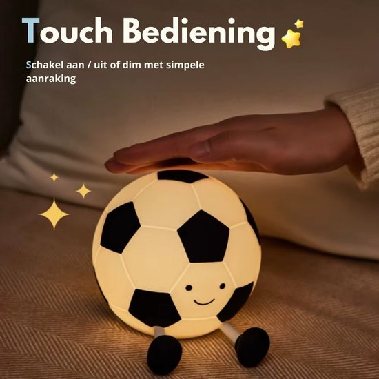 Nachtlampje kinderen Voetbal - Voetbal Nachtlampje - Met touch functie - Veilig voor kinderen - USB Oplaadbaar - Dimbaar - LED - Slaap Maatjes van Slaap Maatjes
