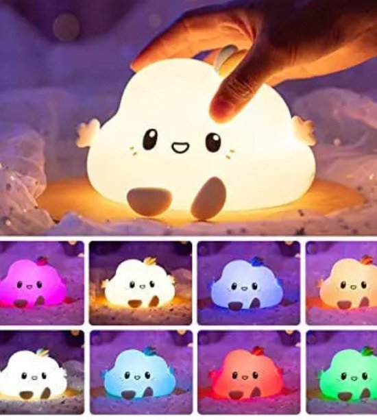 Nachtlampje Kinderen Wolk - Nachtlampje baby - babykamer - RGB - LED - 16 Kleuren - USB-C opladen - afstandbediening- kinderkamer accessoires - kinderkamer lamp - babyshower - oplaadbare nachtlamp