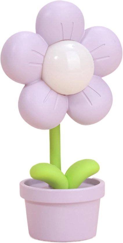 Nachtlampje - Kleine bureaulamp - Bloemvormig - Leuke bureaulamp - Mini nachtlampje - Compacte bureaulamp - Voor kinderkamers/woondecoratie - Paars