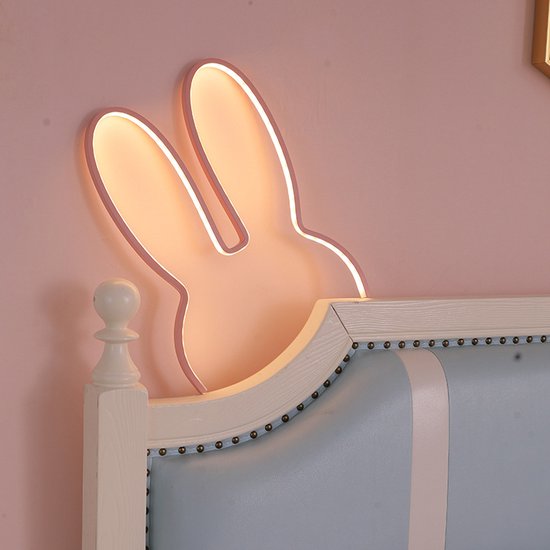 Nachtlampje Konijn LED – Wandlamp – Zonder Boren – Dimbaar – Warm Wit – Baby Kinder Kamer van Merkloos