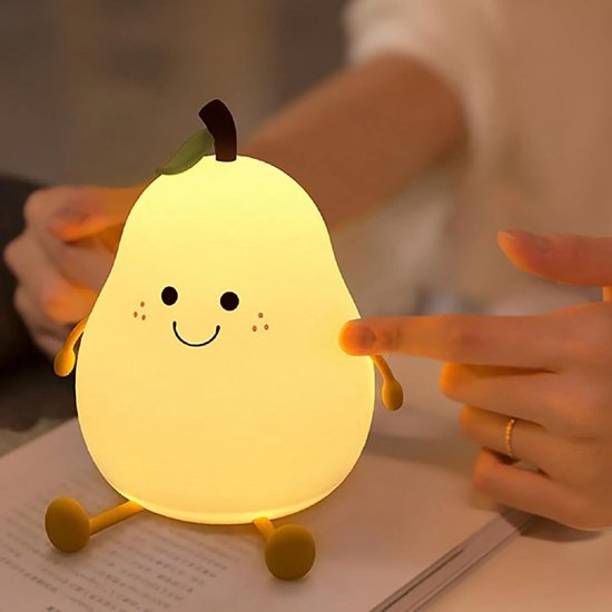 Nachtlampje - LED siliconen gelukspeer gloeilamp - Kinderbedlamp - Baby peervormig bedlamp - 7 kleuren touch dimbaar - Timingfunctie Kinderbedlamp - USB-oplaadfunctie - Mini tafellamp 7 kleuren fruit siliconen van Merkloos