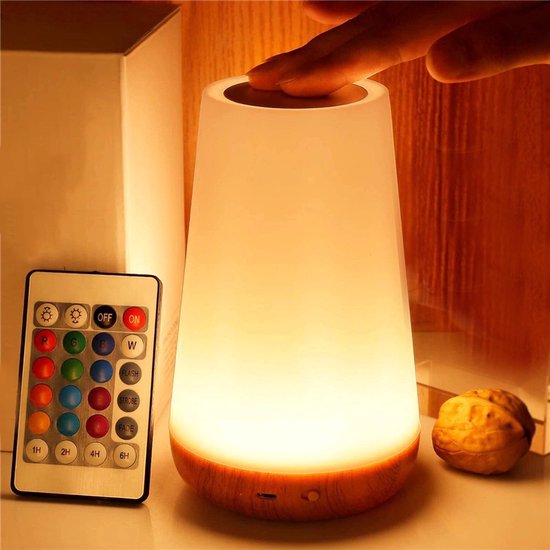 Nachtlampje met 13 kleuren, RGB-afstandsbediening, dimbaar, draagbaar bureaulampje/bedlampje, 3W dempende bureaulamp van Merkloos