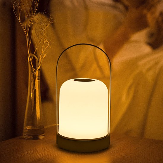 Nachtlampje met 3 kleuren, dimbaar en oplaadbaar, geschikt voor slaapkamer, babykamer, camping en sfeerverlichting, wit
