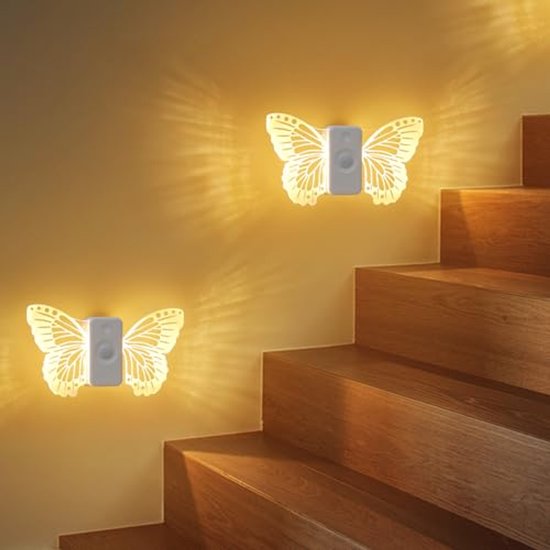 Nachtlampje met bewegingsdetectie en schemeringssensor - set van 2 LED nachtlampjes van Merkloos