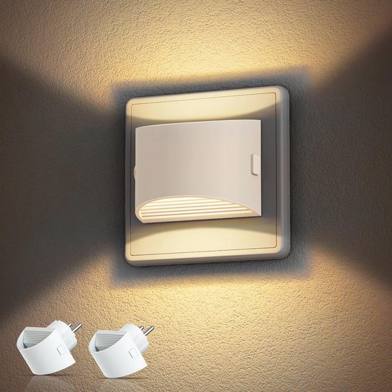 Nachtlampje met Dusk Sensor en LED - Verstelbare Felheid voor Kinderkamer, Badkamer, Trap, Keuken - 2 Stuks
