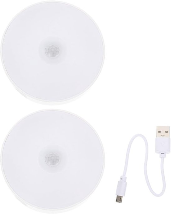 Nachtlampje - Met Lichaamssensor - Nachtlamp - Draadloze Ledlamp - Bedlampje - Lampje - Usb oplaadbaar - Magnetisch - Dag & Nacht Sensor - Usb Oplaadbaar - Kastverlichting - voor gangen, slaapkamers, kinderkamers, kasten, badkamers - 2 Stuks van Merkloos