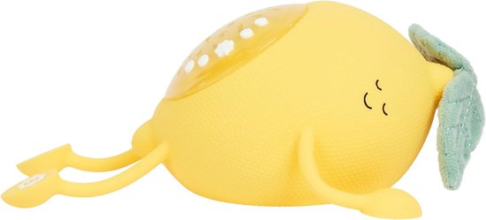Nachtlampje met Projectie - Citroen Lampje - Baby Slaap Hulp - 5 Slaapliedjes Witte Ruis - 11 cm Hoog - Geel