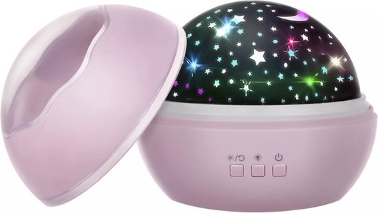 Nachtlampje met projector - Sterren of dolfijnen - roze van Shoppery