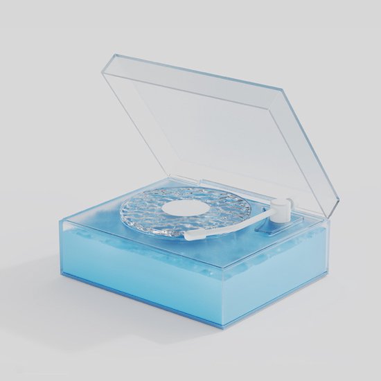 Nachtlampje met RGB en dynamische verlichting, draadloze slimme speaker, retro draadloze speaker in de vorm van een plaat - blauw van Merkloos