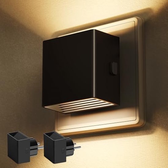 Nachtlampje met schemeringssensor en dimfunctie - 2 stuks, warm wit LED, 3000 K, voor trappen en kamers van Merkloos