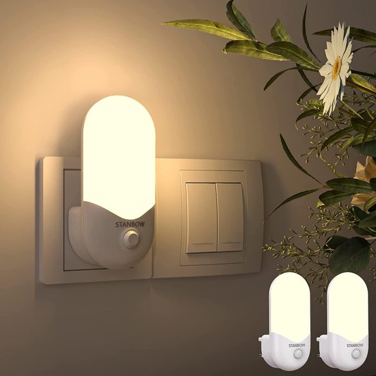 Nachtlampje met Schemersensor voor Stopcontact - Automatische Aan/Uit - Warm Wit Licht van Merkloos