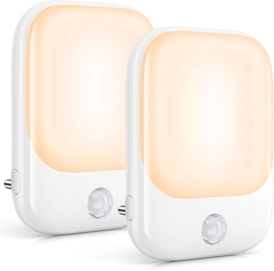 Nachtlampje met sensor - LED lampje - Donker verlichten - Bewegingsdetectie instelbaar - 2 stuks - Wit