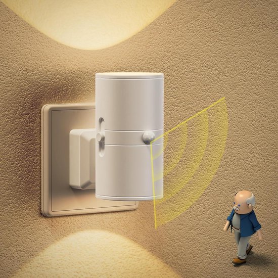 Nachtlampje met Sensor - Stopcontact lampje - Oriëntatie in donker - Instelbare helderheid - 100 Lumen - Wit