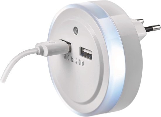 Nachtlampje met USB-oplader en schemerschakelaar voor kinderkamer en huis van Merkloos