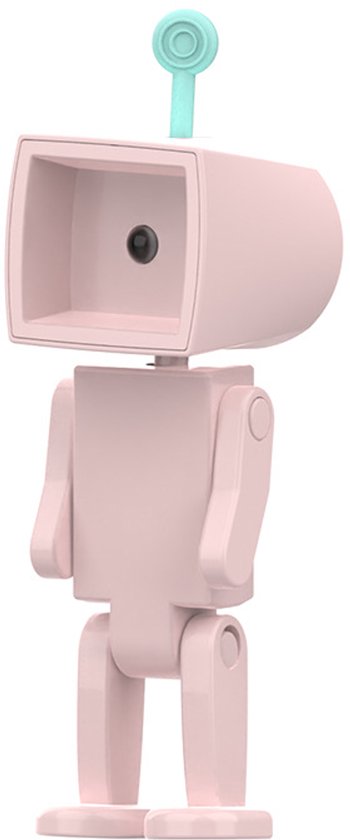 Nachtlampje - mini nachtlamp - LED nachtlamp - robot lampje - astronaut lampje - sfeerlicht - tafellampje - boeklamp - magnetisch - telefoonhouder - knopbediening - AG3 knoopcel - 3 reservebatterijen - vierkante kop - roze van Merkloos