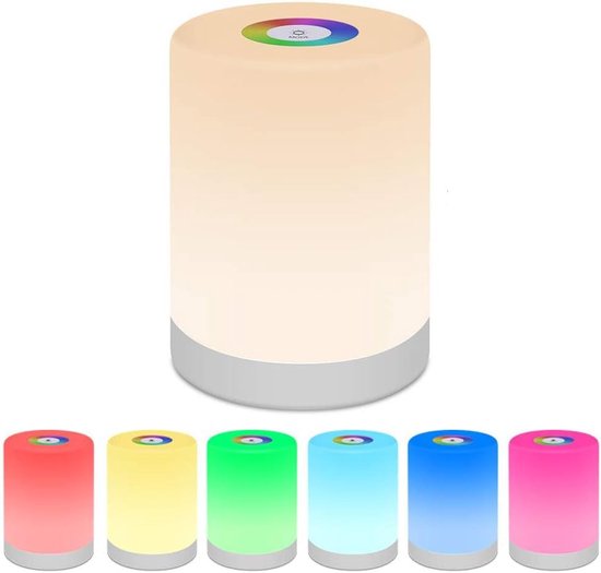 Nachtlampje, nachtlamp, ledlampje voor kinderen, RGB verandering van kleur en helderheid, instelbaar, touch-bediening, USB-oplaadbaar, campinglamp, zacht licht om de ogen te beschermen van OneFire