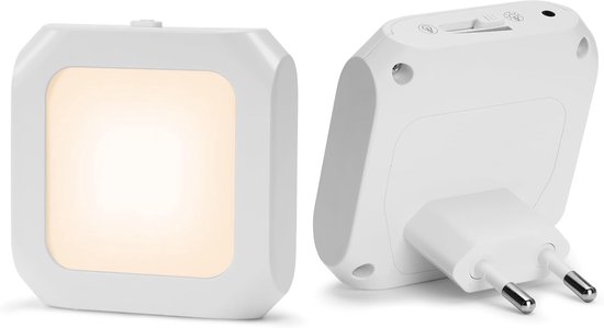 Nachtlampje - Nachtlampje Stopcontact - Nachtlampje volwassenen - LED nachtlampje - Met schuifbare dimstand - Geschikt voor slaapkamers-trappen - Voor Baby-Volwassenen-Kinderen(2-pack) van Aimosen
