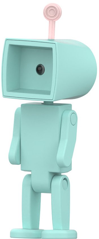 Nachtlampje - Nachtlampje volwassenen - Nachtlampje kinderen - mini nachtlamp - LED nachtlamp - robot lampje - astronaut lampje - sfeerlicht - tafellampje - boeklamp - magnetisch - telefoonhouder - knopbediening - vierkante kop - blauw van Merkloos