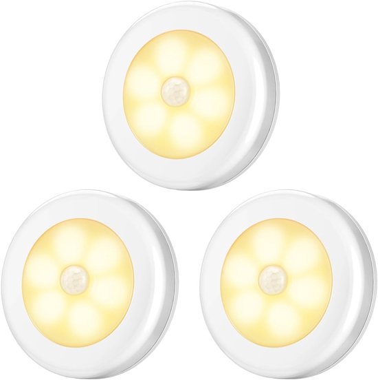 Nachtlampje - Nachtlampje volwassenen - Nachtlampje met bewegingssensor - Oplaadbaar lampje - 3 stuks warm wit nachtlampje - automatisch aan/uit - Kastverlichting - Bewegingsmelder wandlamp binnen - Voor trap-slaapkamer-keuken-kinderkamer-gang van Livinxx