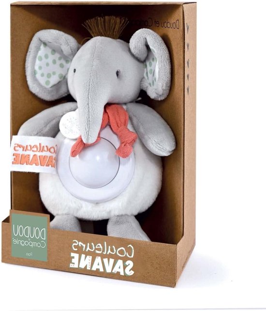 Nachtlampje Olifant - Sterrenprojector Baby - Babykamer Verlichten - Zachte Verlichting - 15 cm - Grijs van Merkloos