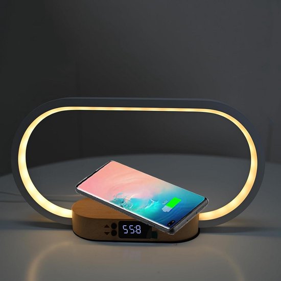 Nachtlampje oplaadfunctie touch traploze dimming 3 kleurmodi bureaulamp klok dimbaar USB-oplaadtafellampen slaapkamer