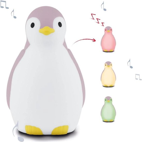 Nachtlampje Pinguïn - Slaapindicator Kinderen - Kind Slapen - Kleurverandering Tijd - USB Oplaadbaar - Meerkleurig