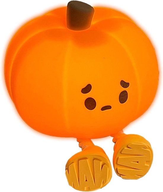 Nachtlampje Pompoen - Kinderlampje Led - Kamer Verlichten - Zacht Anti-Blauw Licht - 9.8 x 9.8 cm - Oranje