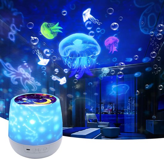 Nachtlampje Projector Sterrenhemel voor Kinderen - Rotating Ster Projector met USB Aansluiting van Merkloos