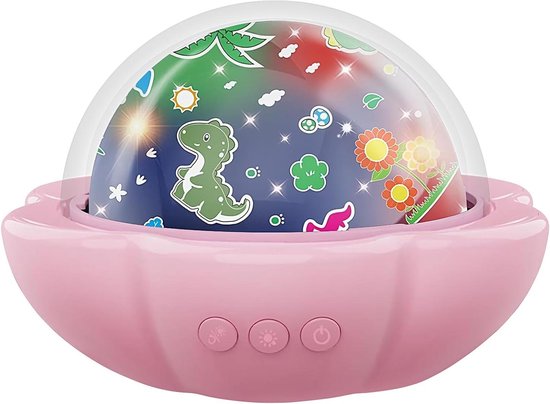 Nachtlampje Projector - Sterrenlamp Kinderkamer - Ontspannen Sfeer Creëren - Betoverende Lichtmotieven - 12 x 18 x 12 cm - Roze