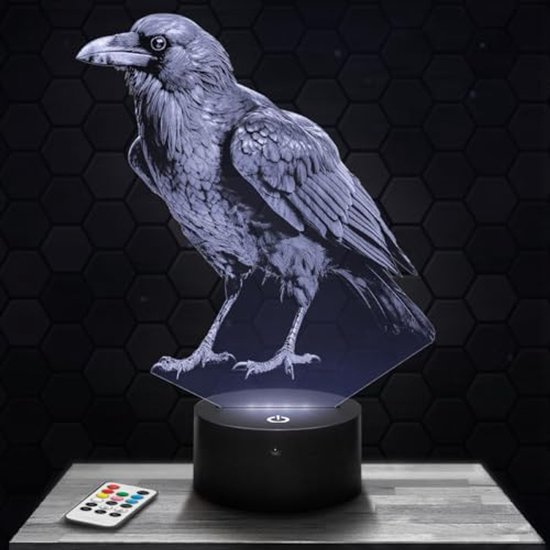 Nachtlampje Raaf Decoratie voor Slaapkamer - Realistisch Dier en Natuur Cadeau-idee van GiftMerc.
