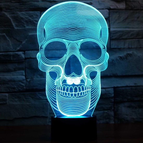 Nachtlampje Schedel - Decoratieve Lamp Illusion - Sfeer Verlichting - 7 Kleuren Veranderend - 8.5 x 14 x 23 cm