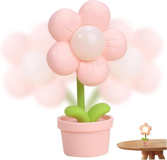 Nachtlampje - Slaapvriendje - Baby Nachtlampje - Sfeerlampje - Draagbare LED-Bureaulamp - Mini Nachtlampje Met Bloemen - Schattige Cartoon Nachtlamp - Bedlampje - Nachtlampje Kinderen - Dimbaar - Draadloos - Nachtlampje Baby van Merkloos
