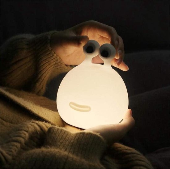 Nachtlampje Snail - Baby Slaaplamp - Babykamer Verlichten - Milieuvriendelijk Silicone - 10.2 x 12.8 cm - Wit